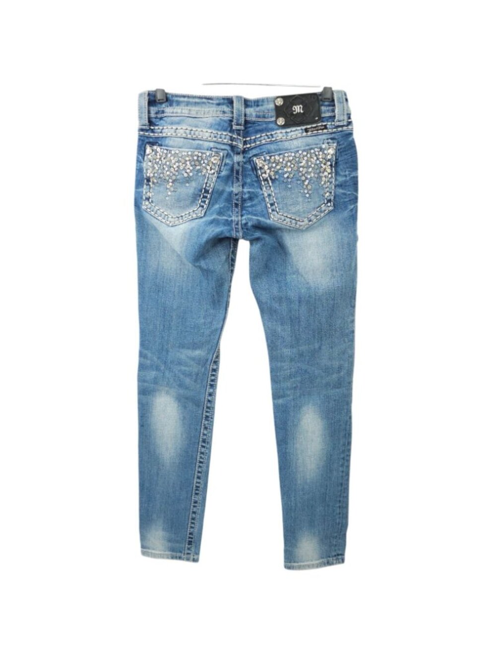 Miss Me Skinny Jeans Womens Size 27 Sequin Rhinestone Embellished Pocket Denim - Picture 2 of 16